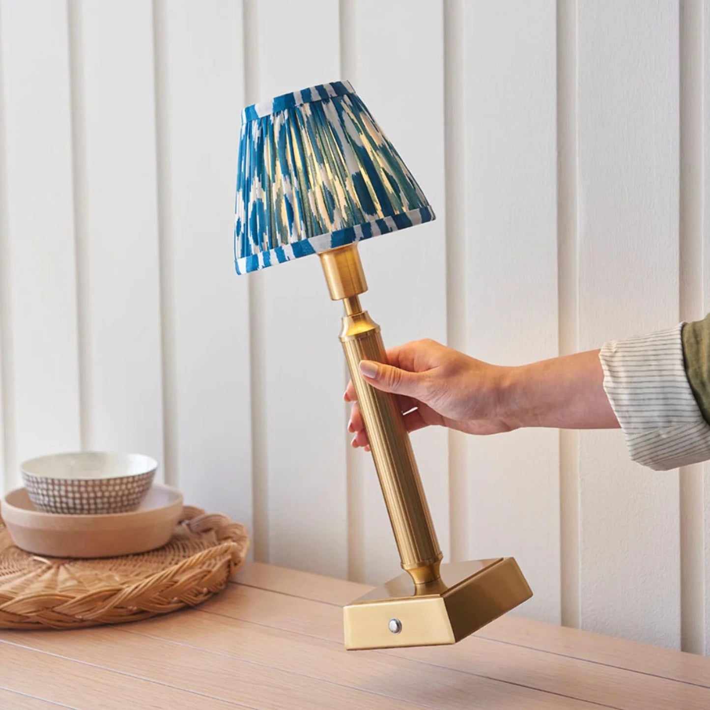 Hudson Aged Brass Rechargeable Lamp