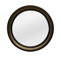 Round Alma Wood Silver / Black Frame Mirror 90 cm