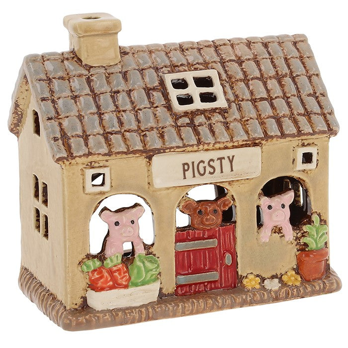 Village Pottery Pig Sty Tealight