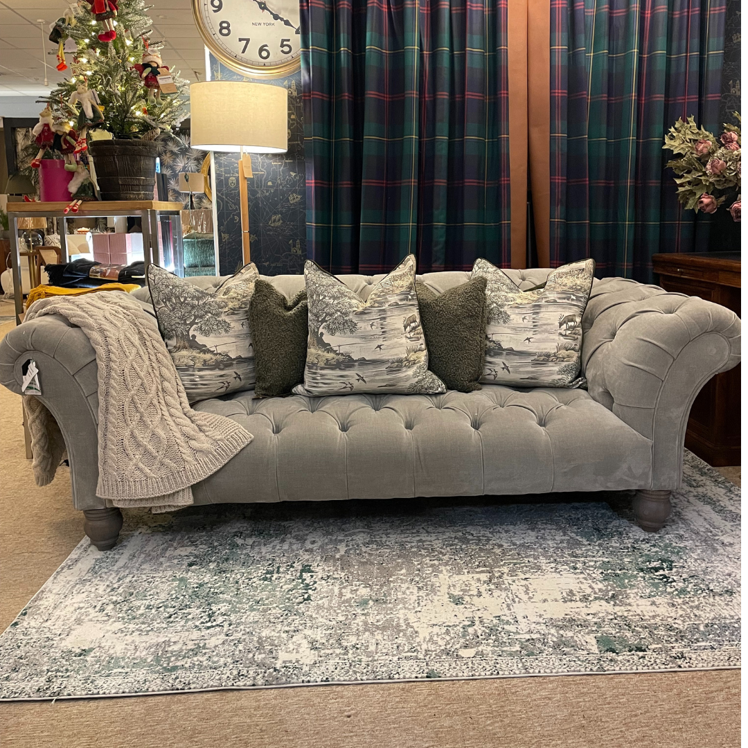 GREY CHESTERFIELD 3-4 SEATER SOFA