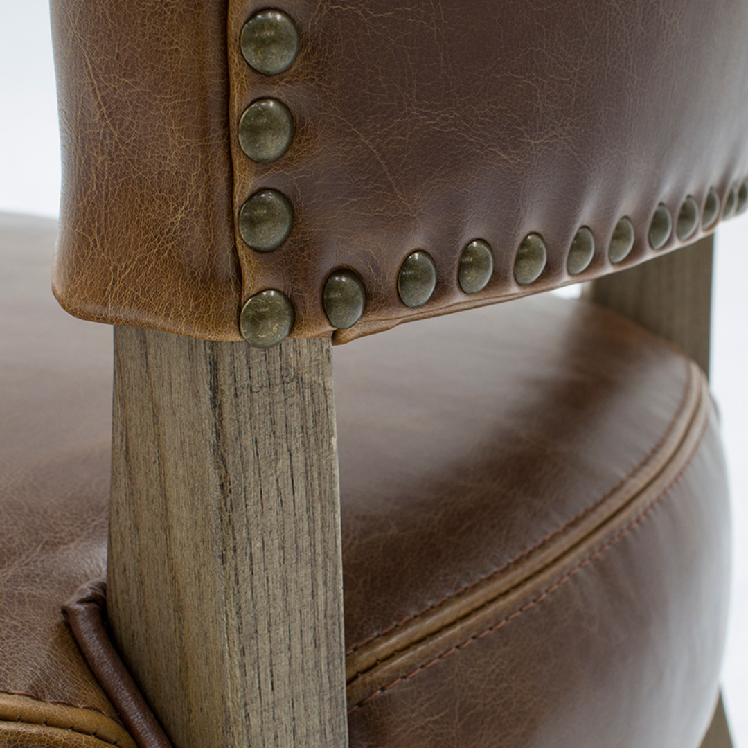 TAN LEATHER DINING CHAIR