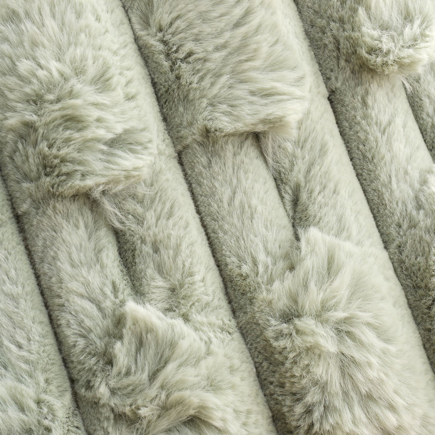 Carved Faux Fur Throw & Cushion Sage