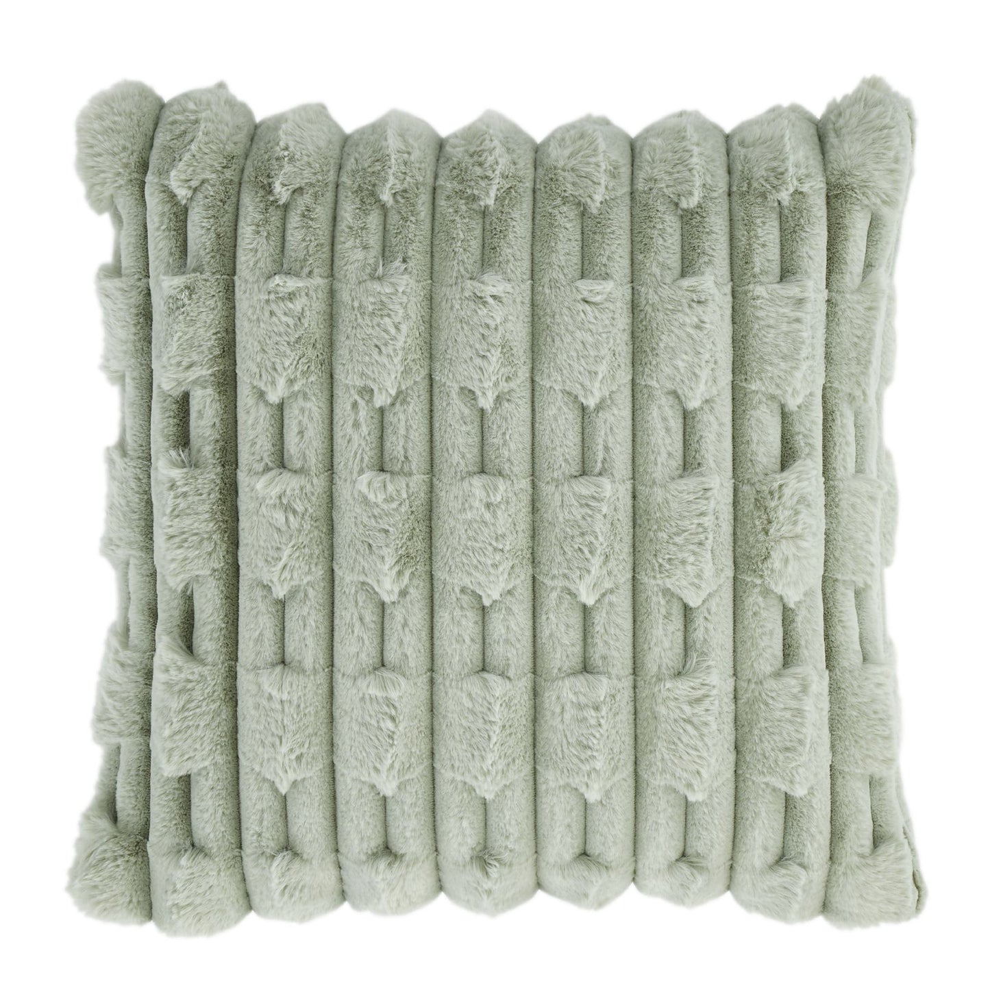 Carved Faux Fur Throw & Cushion Sage