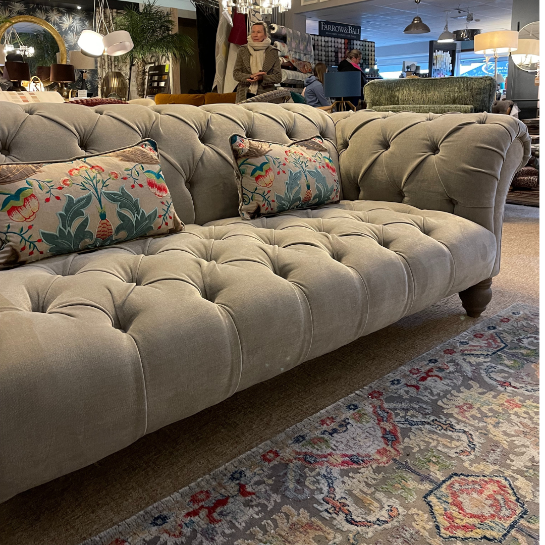 GREY CHESTERFIELD 3-4 SEATER SOFA