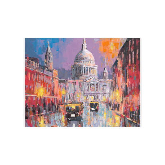 Hand Painted Picture City at Night Framed Art