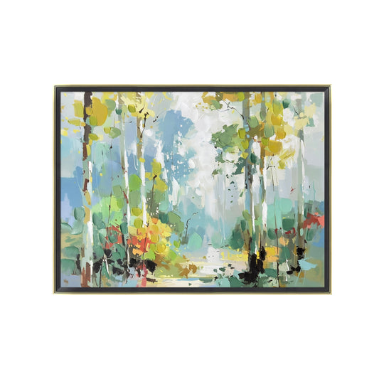 Contemporary Forest Black and Gold Frame