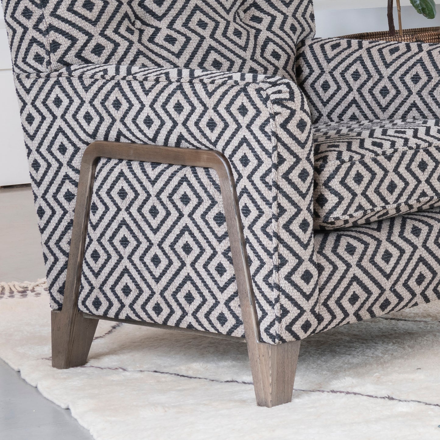 ash wood leg detail occasional chair