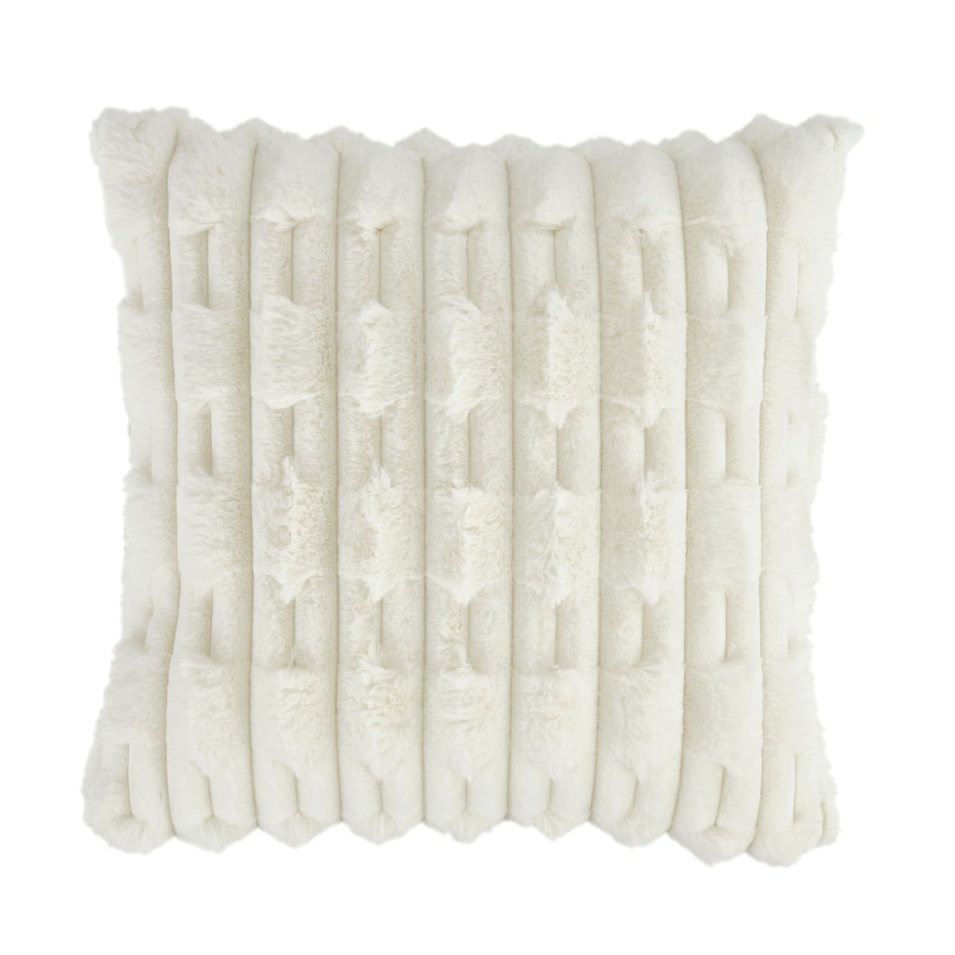 Faux fur cream square cushion