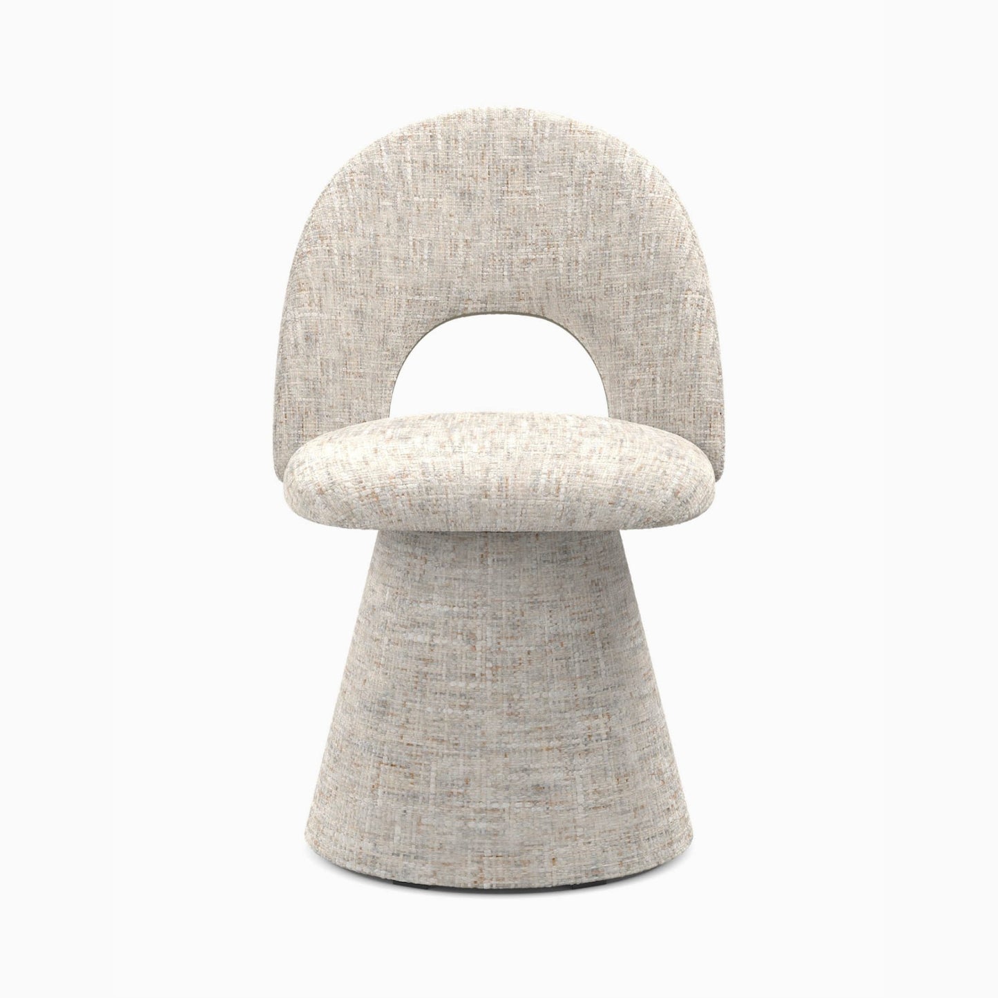 Modern chair with a light gray fabric finish on a white background