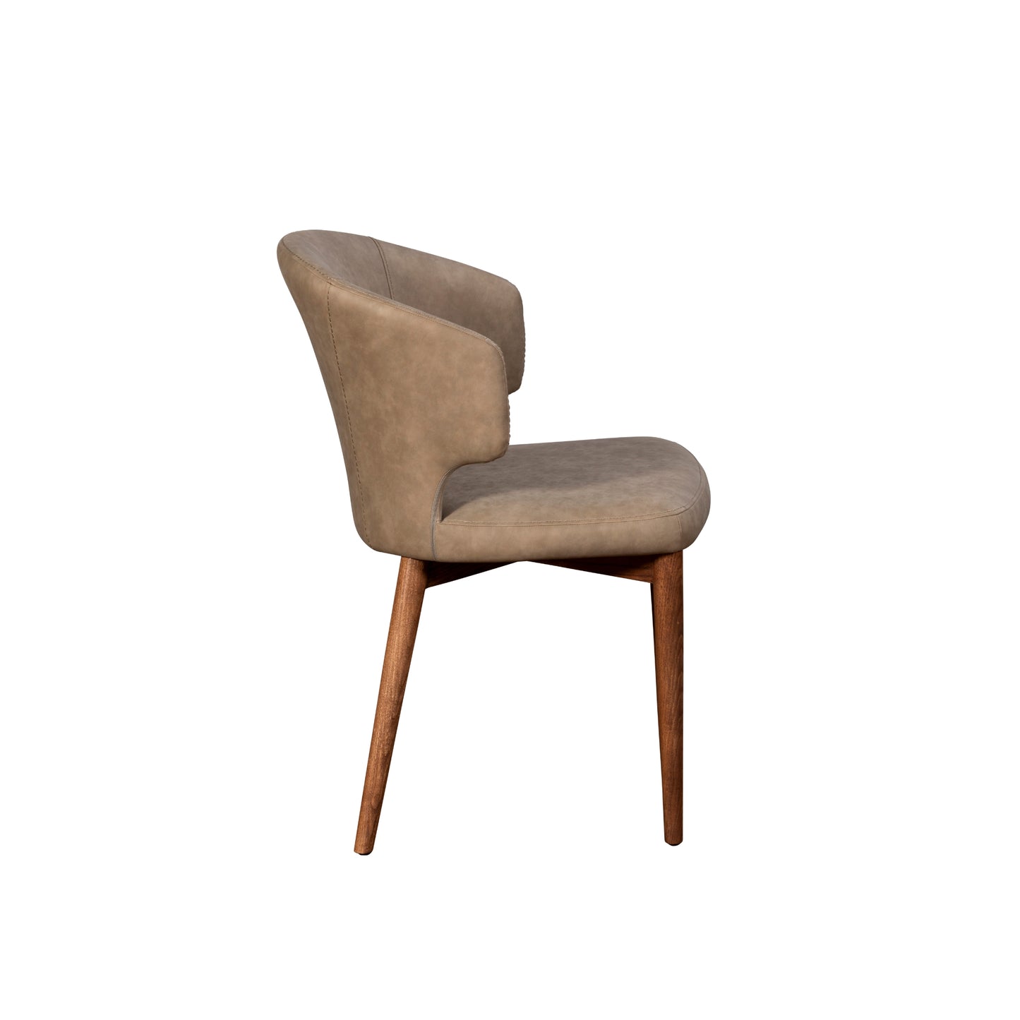 Beige chair with wooden legs on a white background