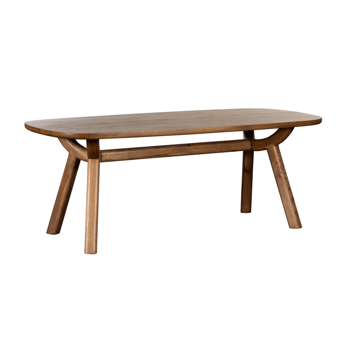 Oak dining table on a white background