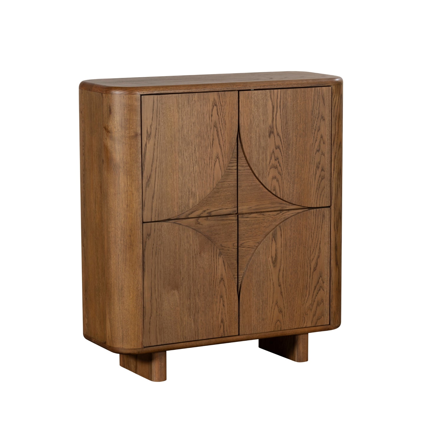Wooden cabinet with doors on a white background