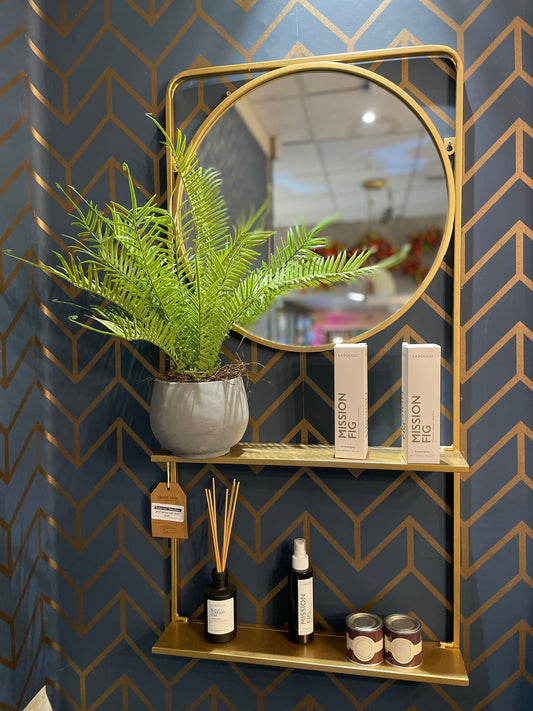 Gold Mirror with Shelf