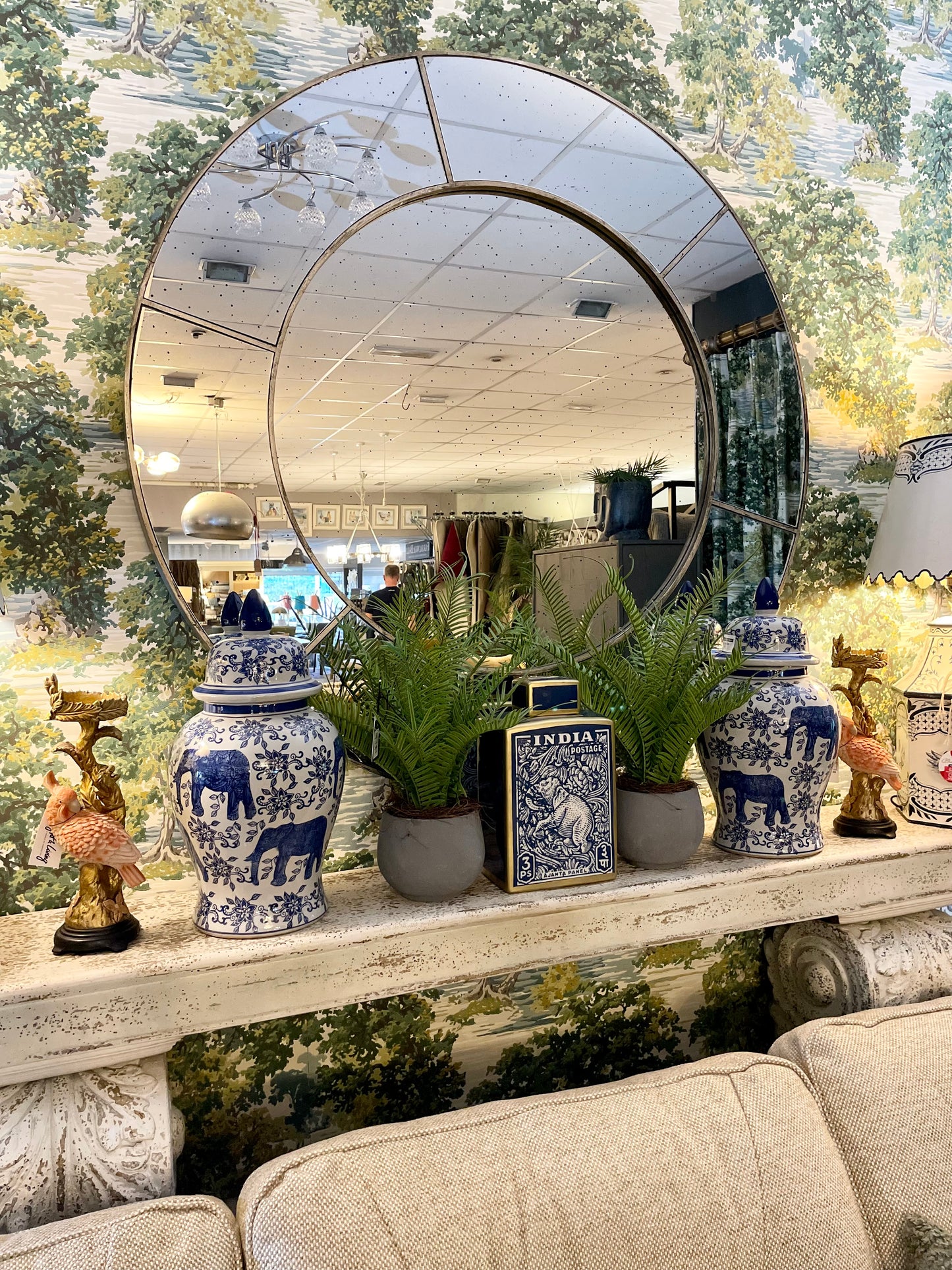 BLUE & WHITE ELEPHANT TEMPLE JAR