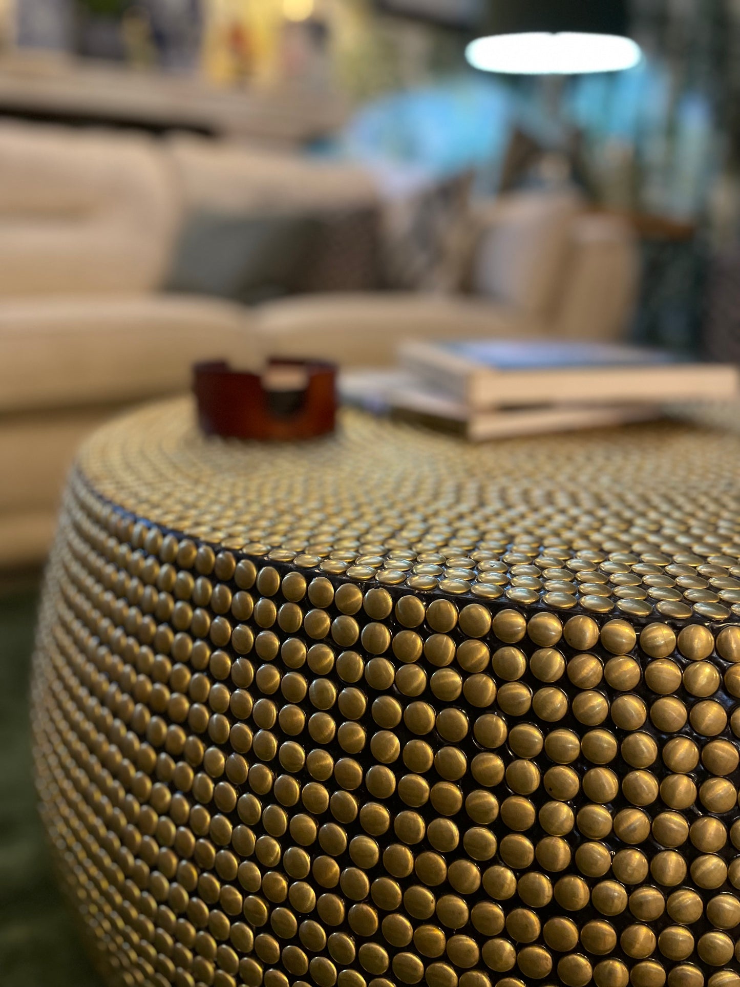 BRASS STUD COFFEE TABLE