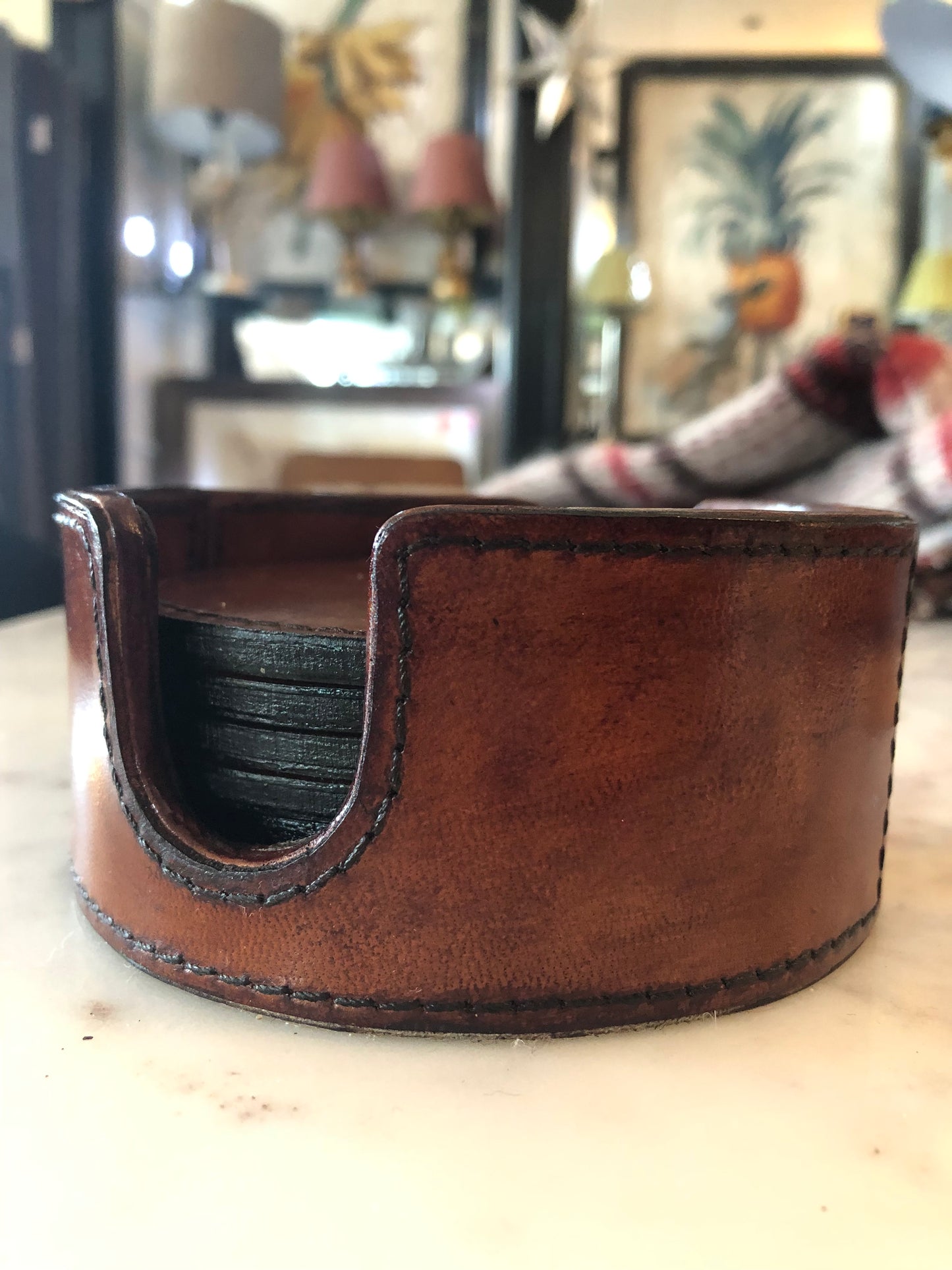 LEATHER COASTER SET