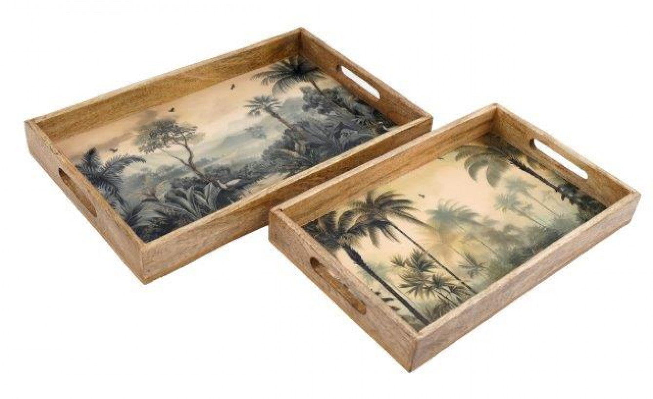 S/2 Sepia Print Tray
