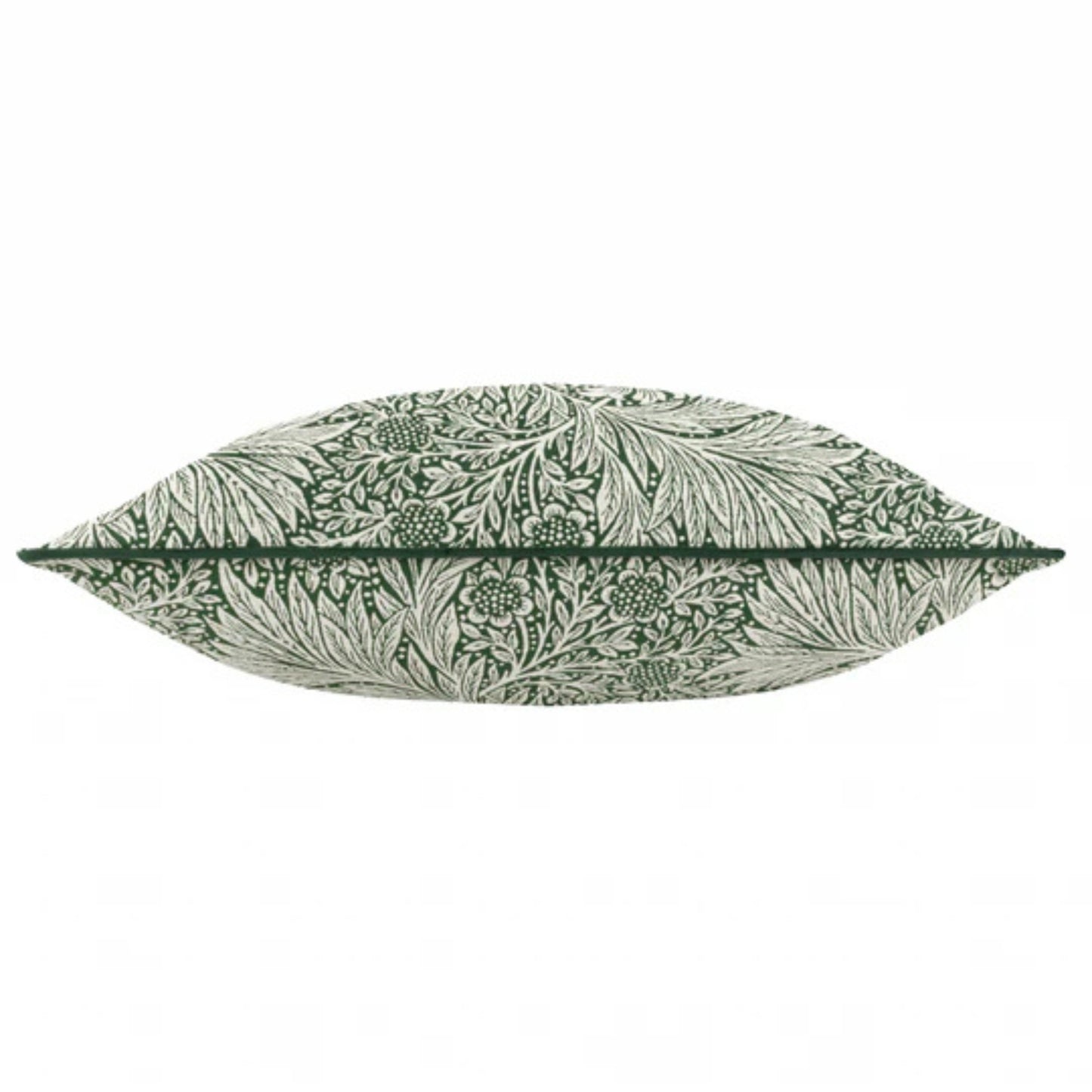 Decorative pillow with green leaf pattern on a white background