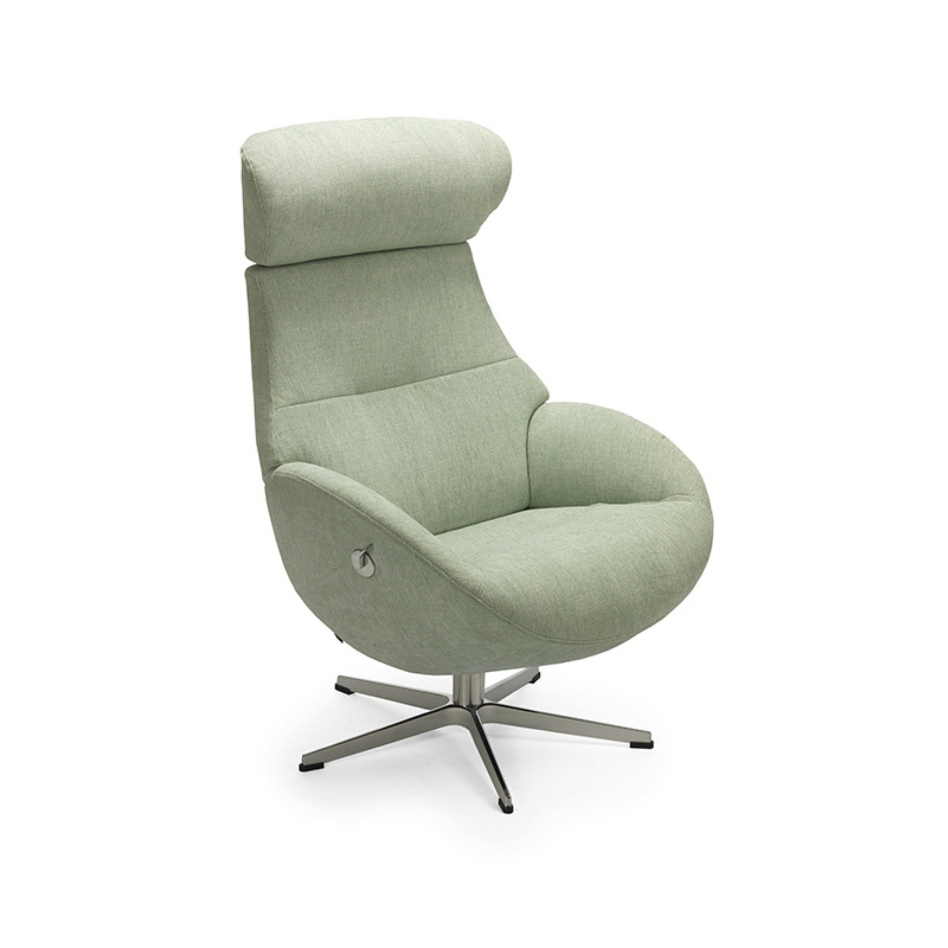 Light green recliner chair on a white background