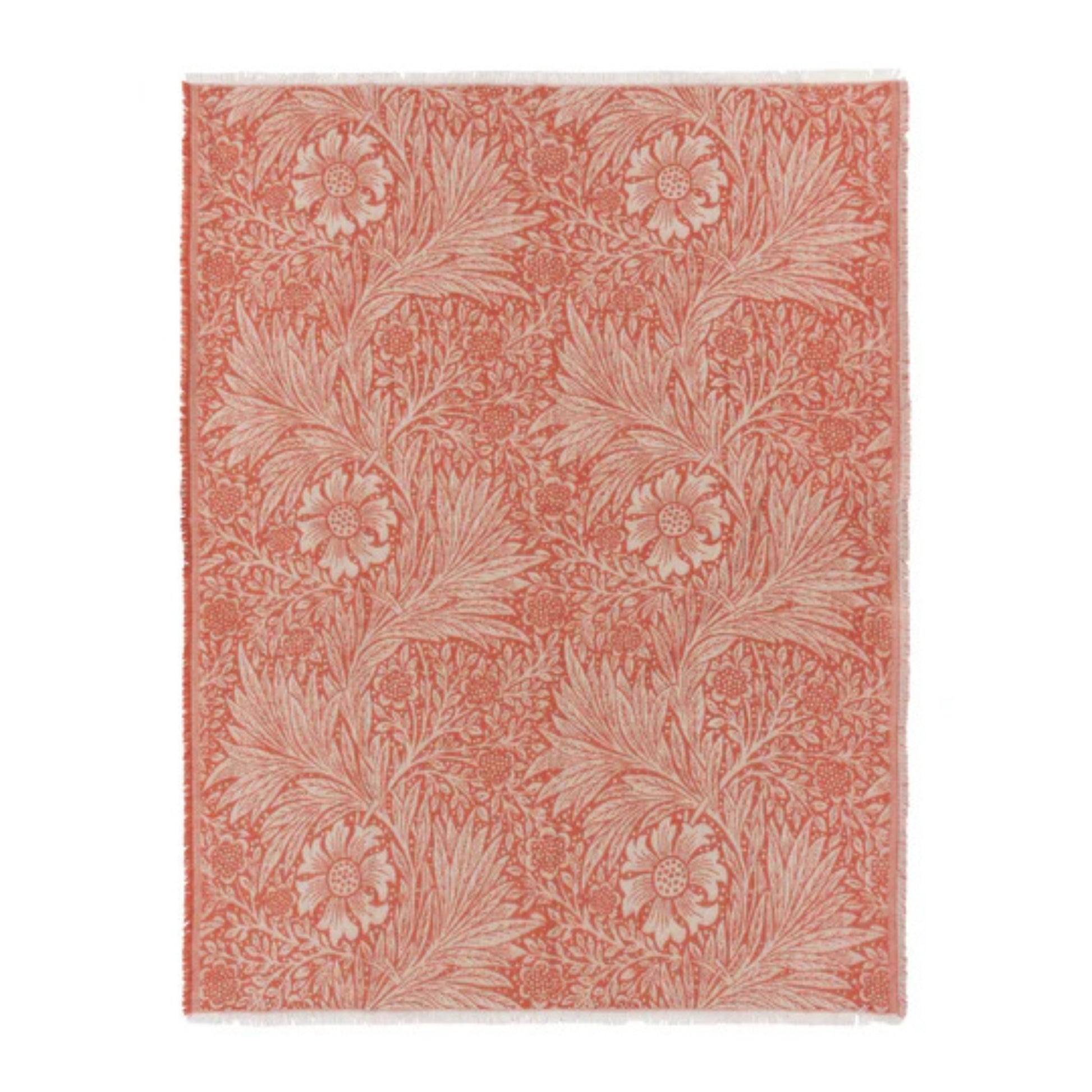 Floral patterned Throw blanket with a red and white design on a white background