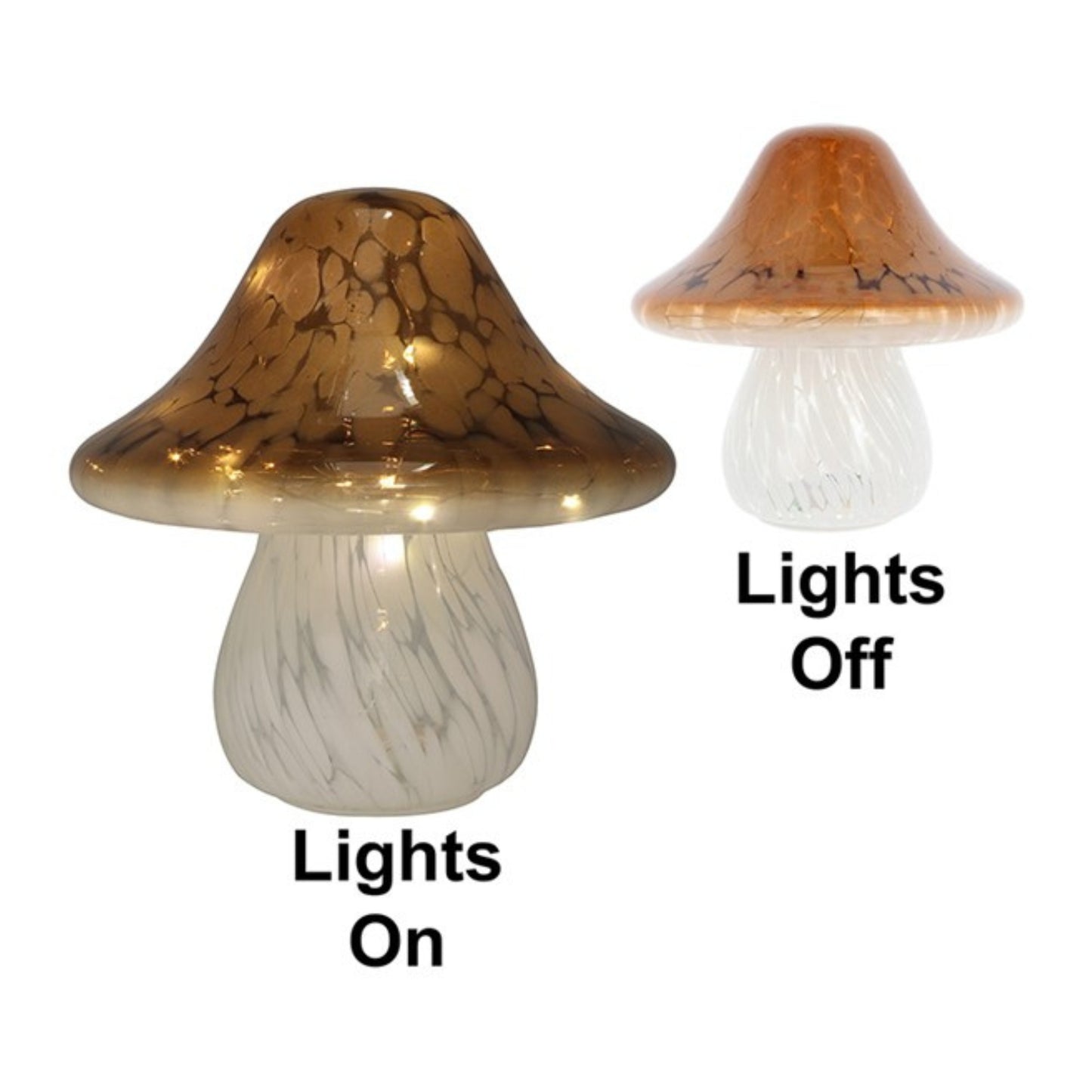 Glass Mushroom lights on white background
