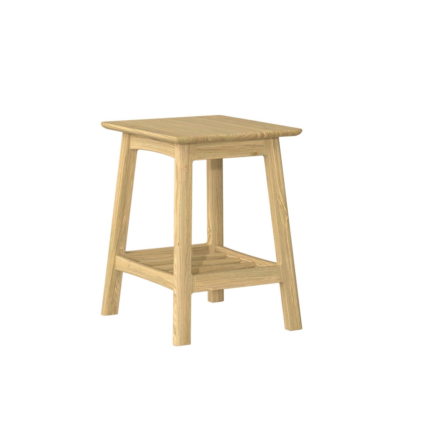 Wooden side table on a white background