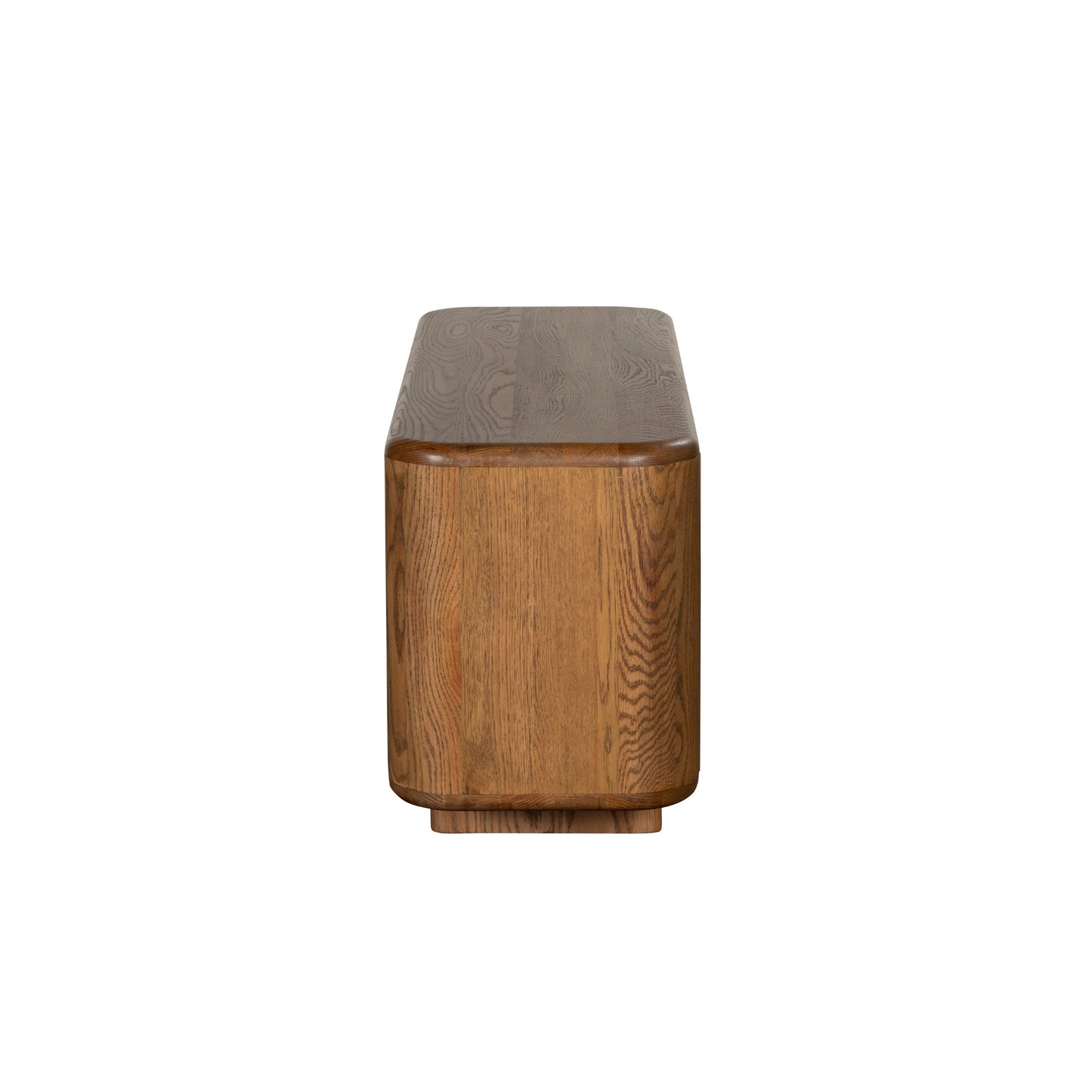 Wooden tv unit side view on a white background