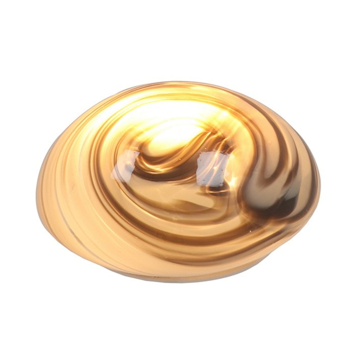 Pebble Led Handblown Amber Glass Lamp on a white background
