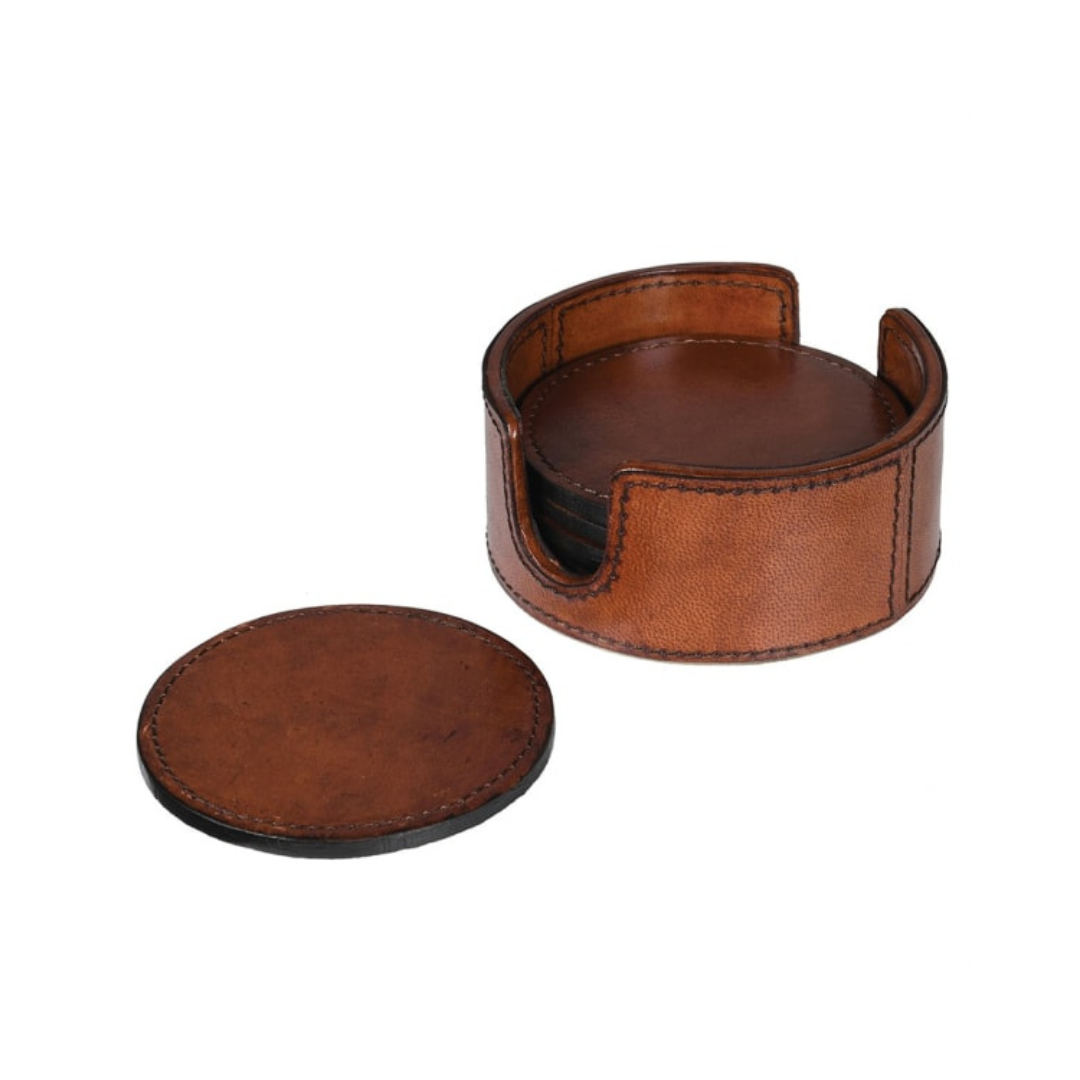 LEATHER COASTER SET
