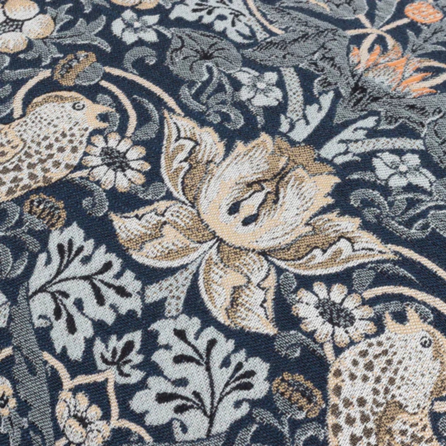 William Morris Piped Jacquard Marigold Cushion Indigo