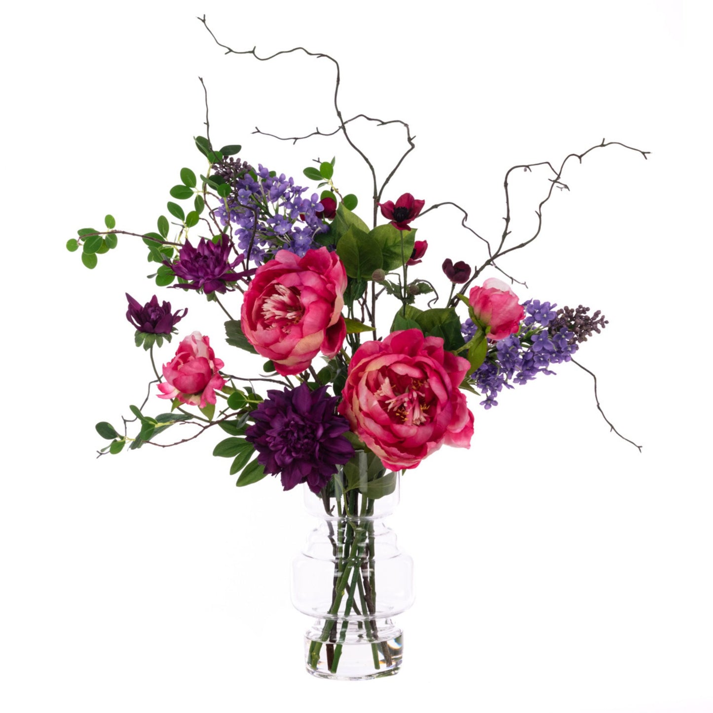 Peony Dahlia & Lilac Bouquet in Vase