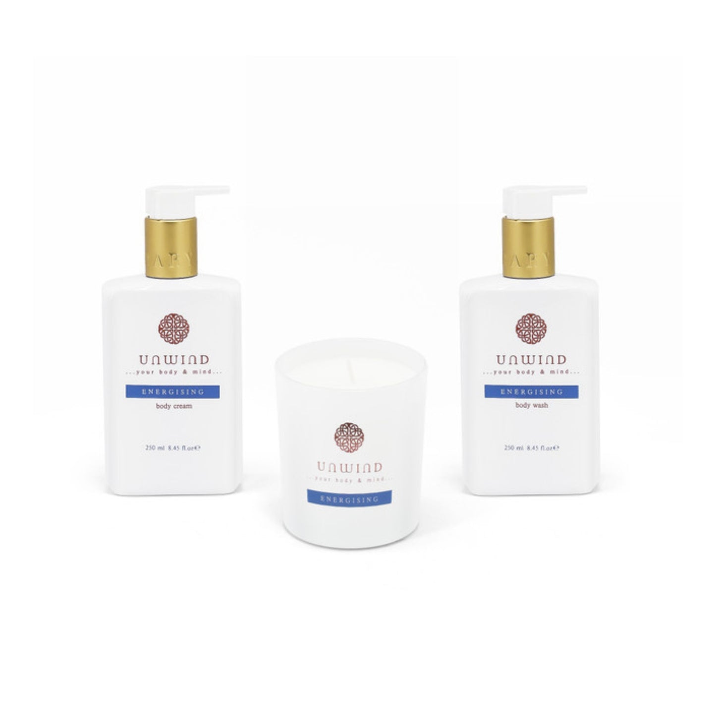 Three bottles of Uuwad body lotion on a white background