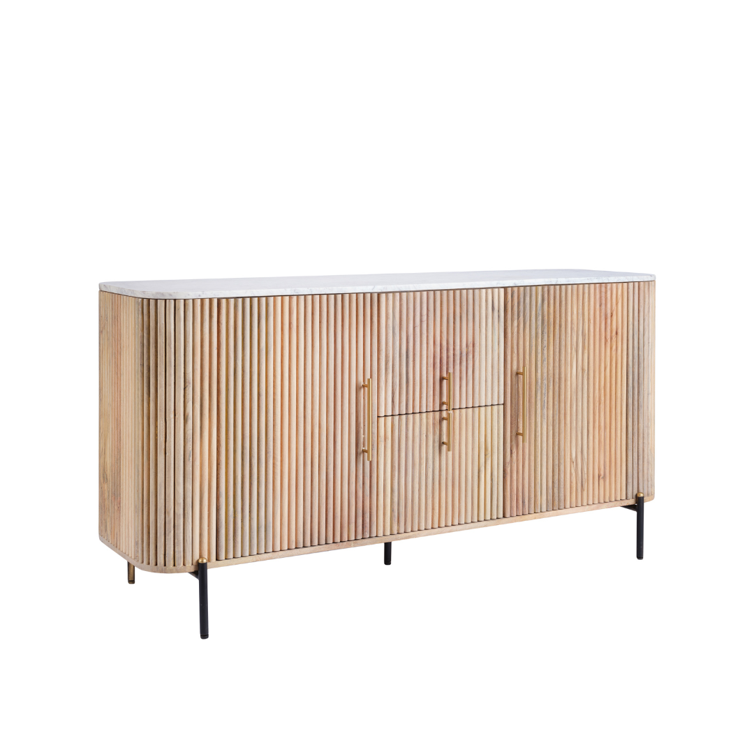 White marble deals credenza