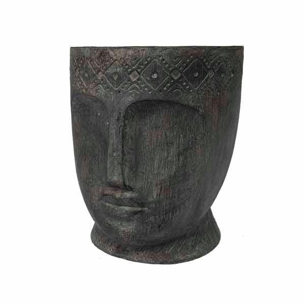 CARVED HEAD PLANT POT
