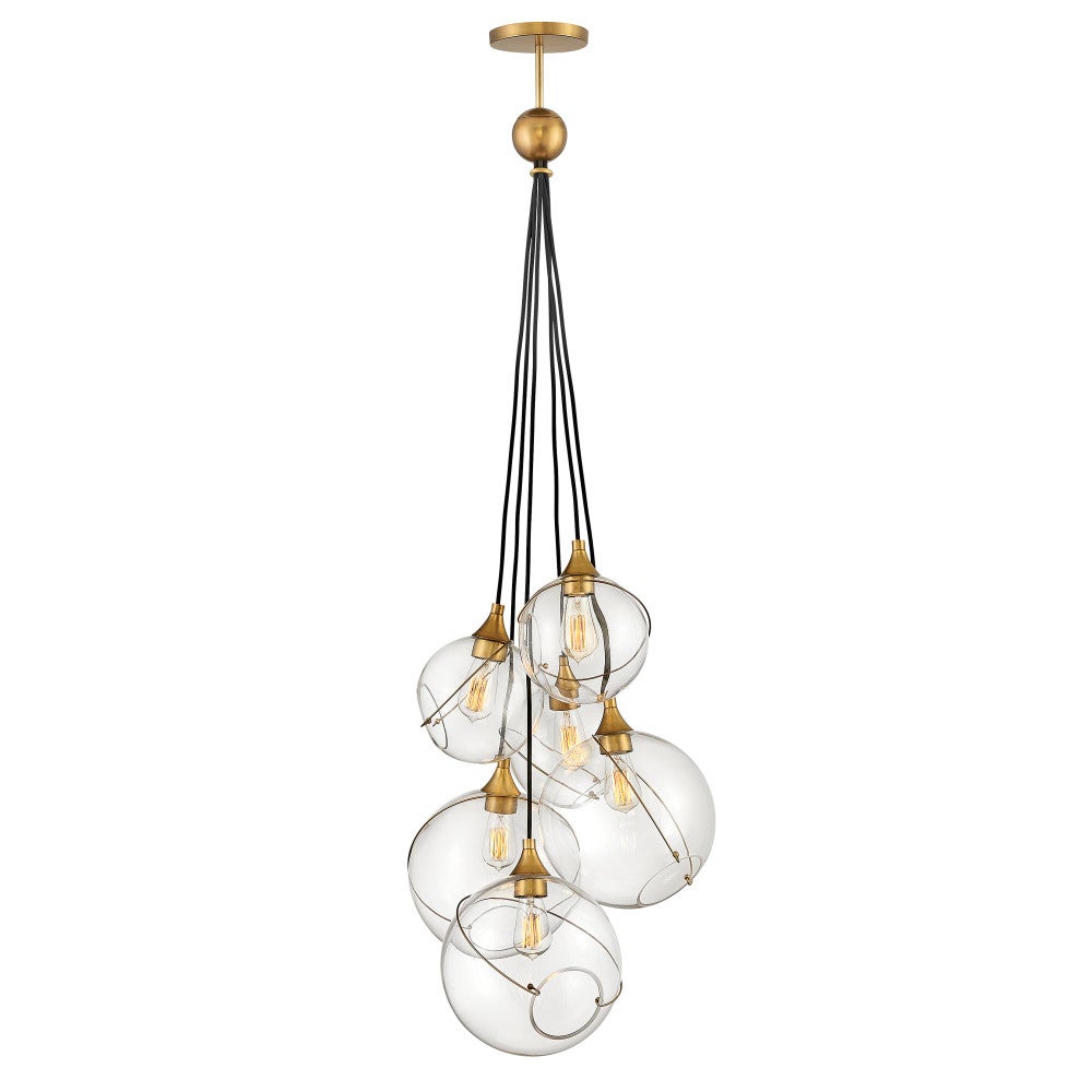 Skye Six Light Multi Tier Chandelier in Heritage Brass