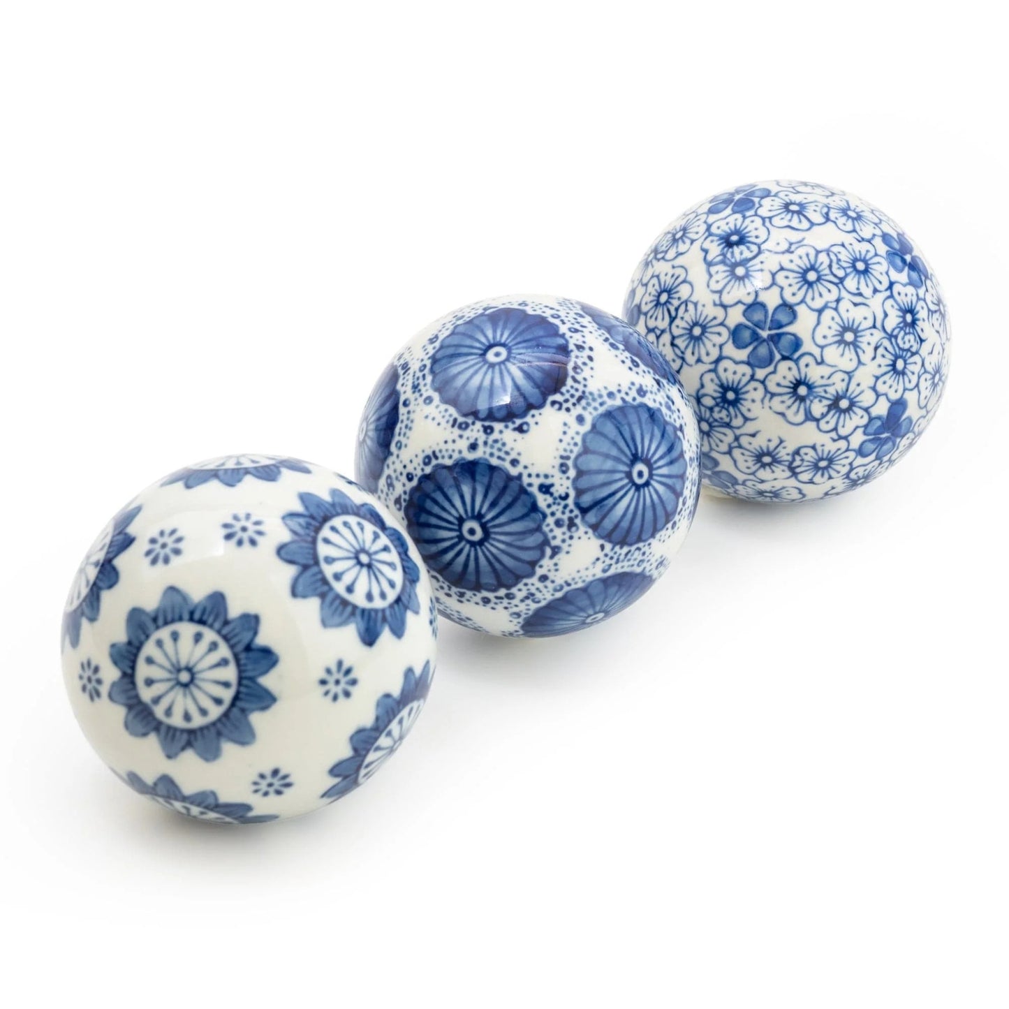 Sumatra Decorative Blue & White Balls Set of 3