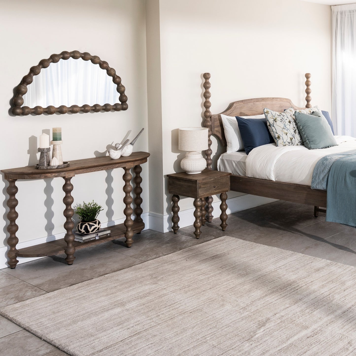 Bobbin Greywash Half Moon Mirror