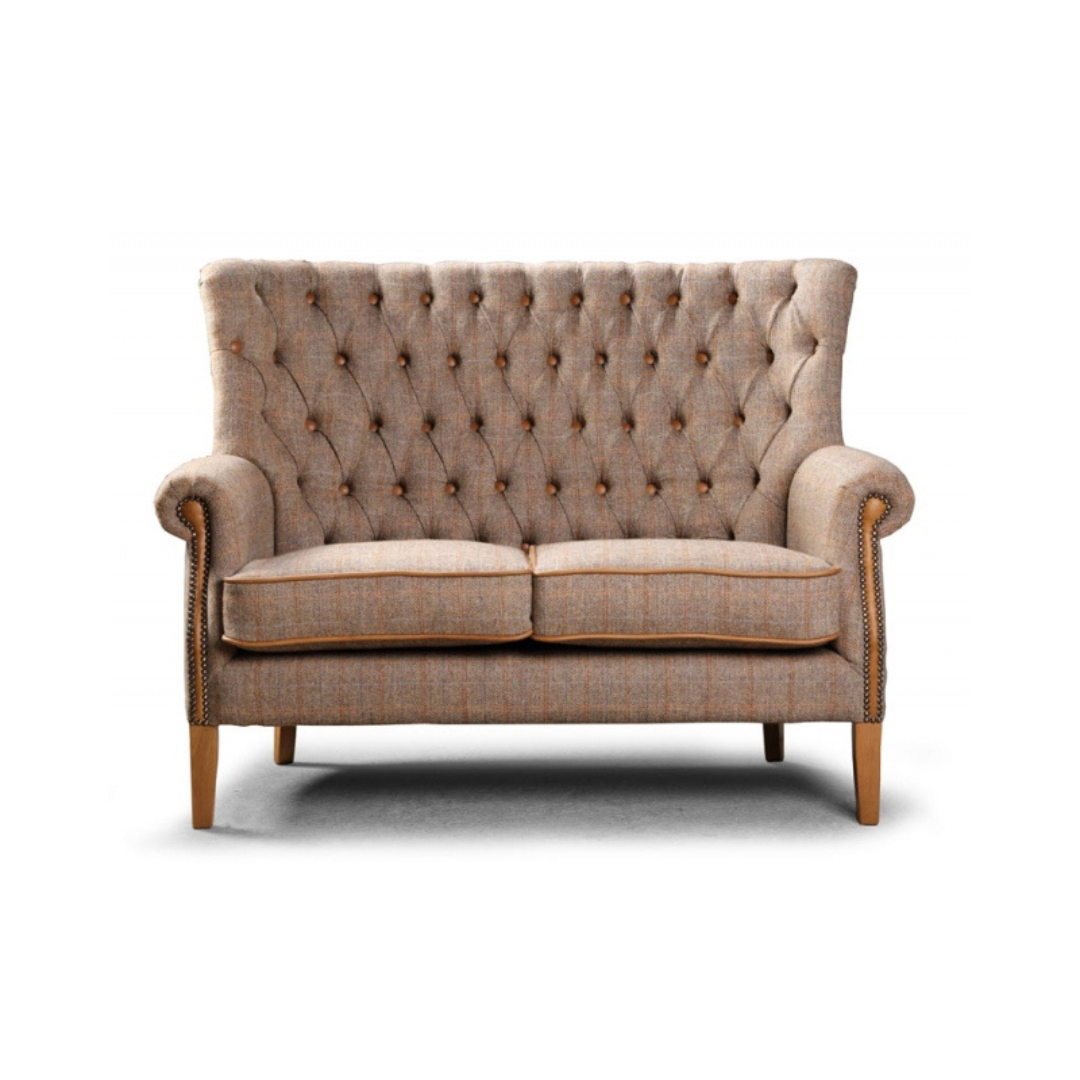 High back sofa in tweed on white background