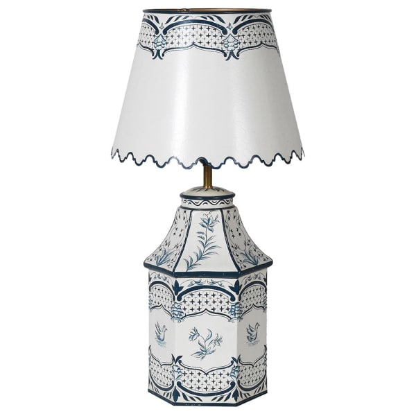 BIRD DESIGN NAVY & WHITE METAL TABLE LAMP