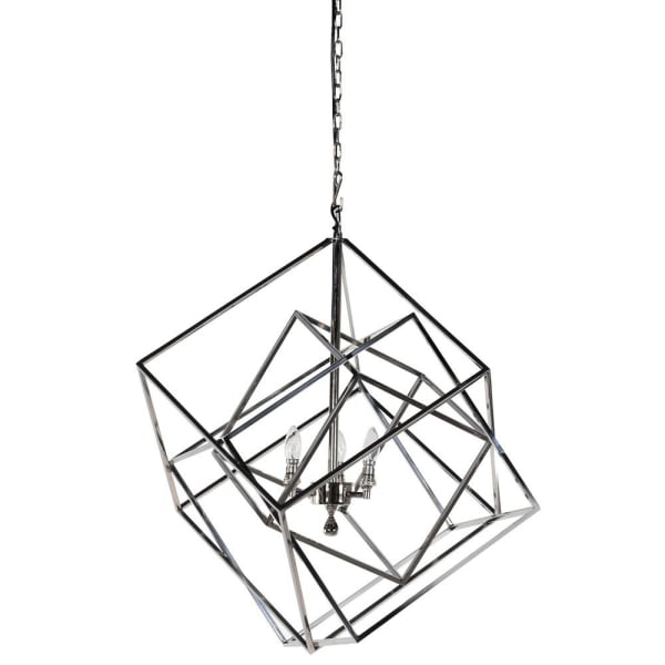 Silver box pendant light fitting