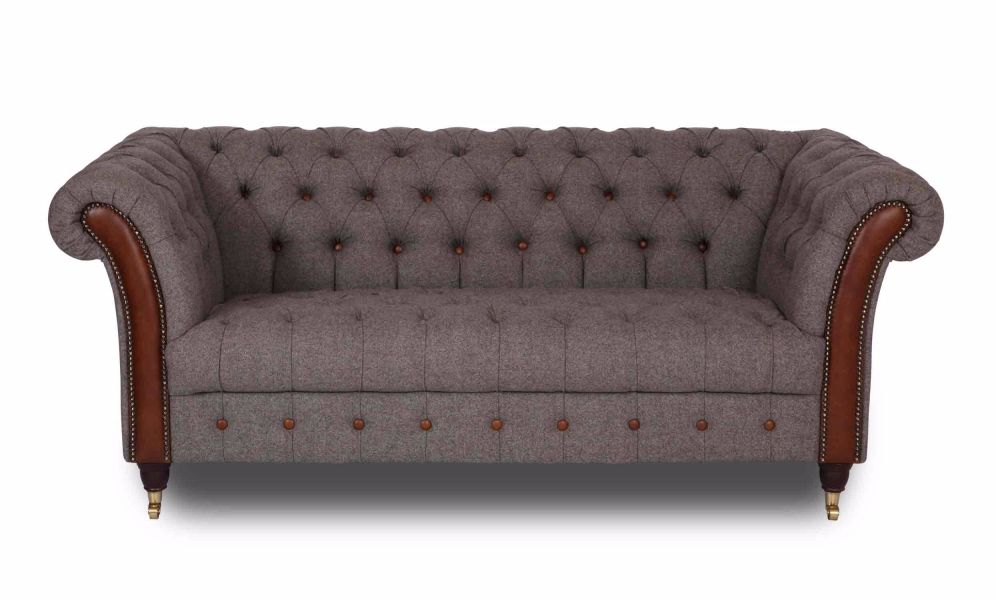 Harris tweed chesterfield 2 seater sofa