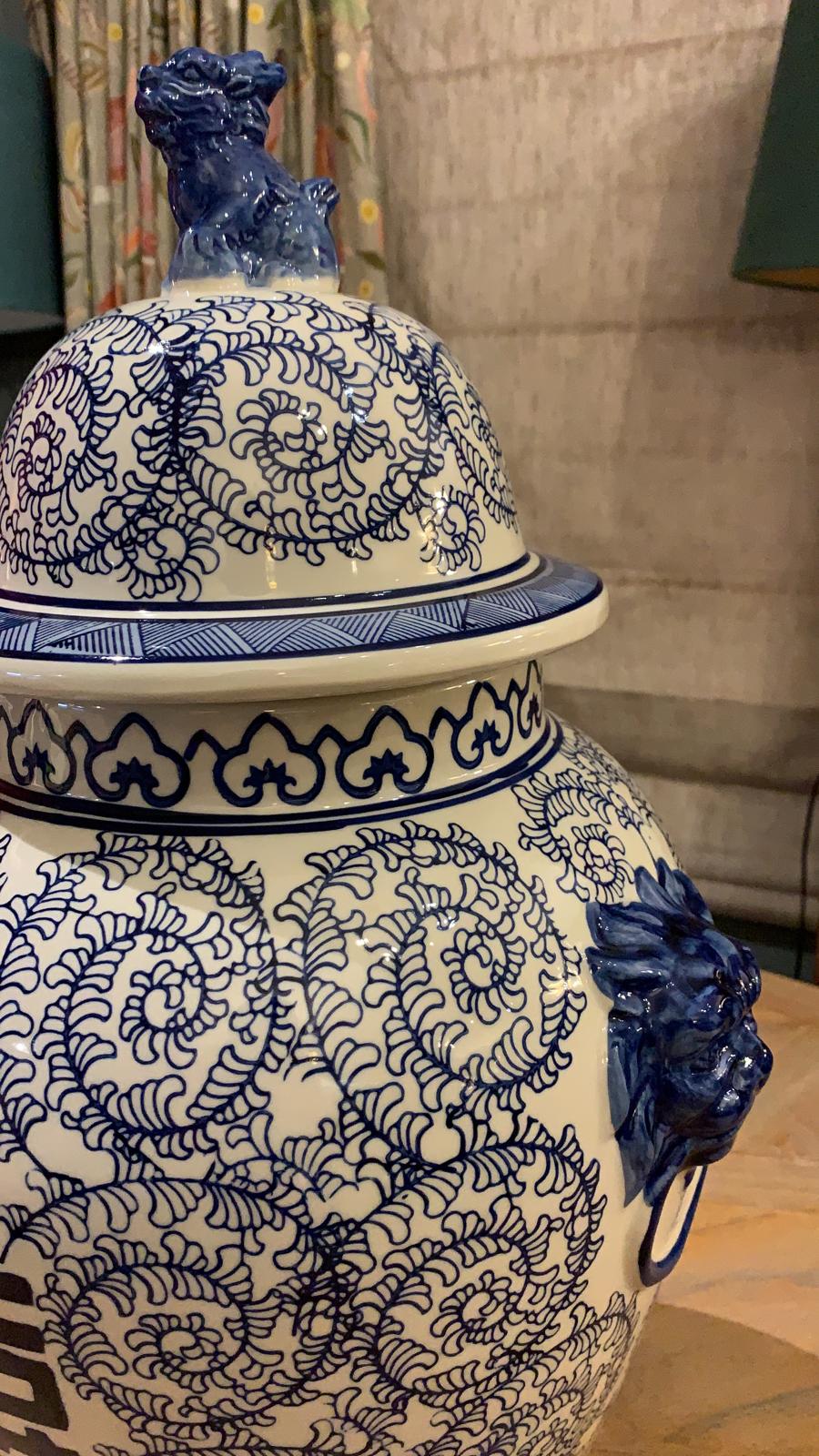 BLUE & WHITE TEMPLE JAR
