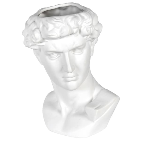 White ceramic David bust ornament or planter