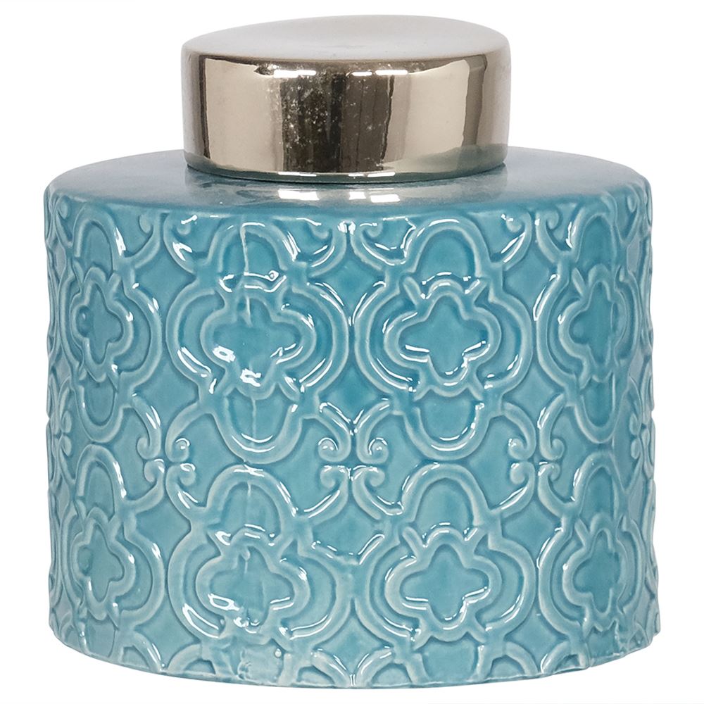 TURQUOISE & GOLD LIDDED JAR