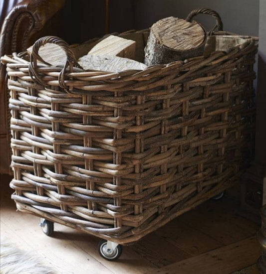 Handmade Rattan Log Basket
