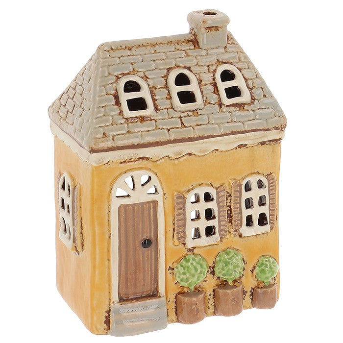 Village Pottery Yellow Shutter House Tealight
