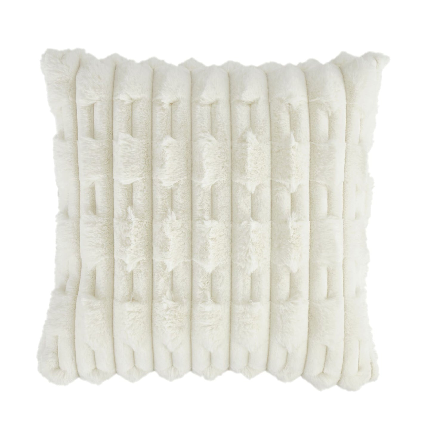 Carved Faux Fur Throw & Cushion Cream