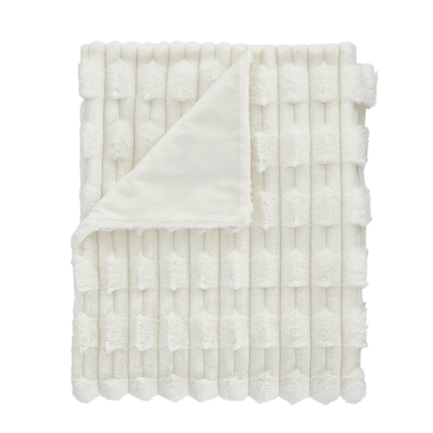 Carved Faux Fur Throw & Cushion Cream