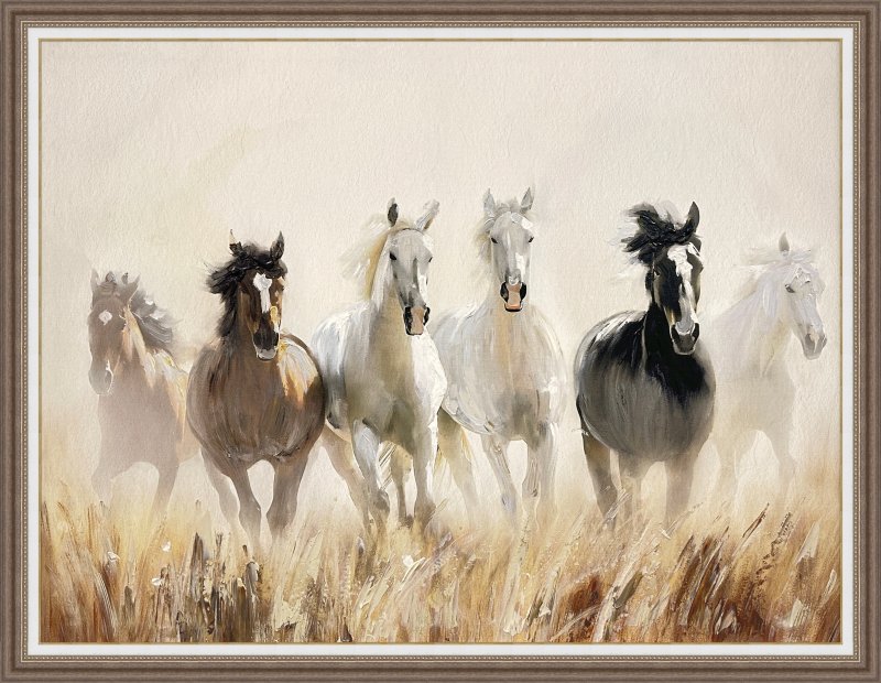 Hand Painted Picture The Canter 50x70cm Brown Wood Frame