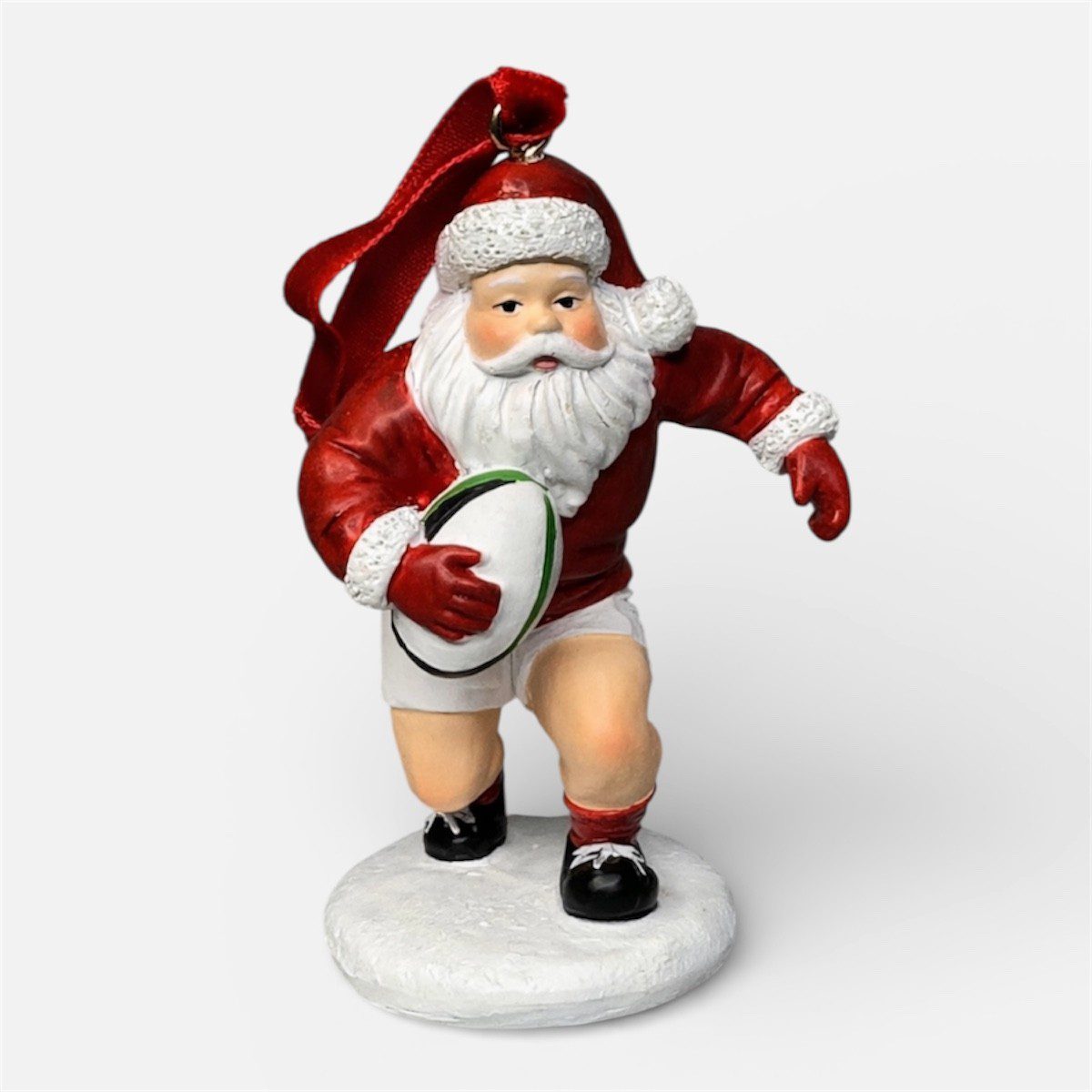 Santa with rugby ball tree decoration